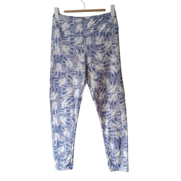 Super Soft Disney Mickey Mouse Leggings Stretchy Comfort Blue White One Size - Picture 1 of 8